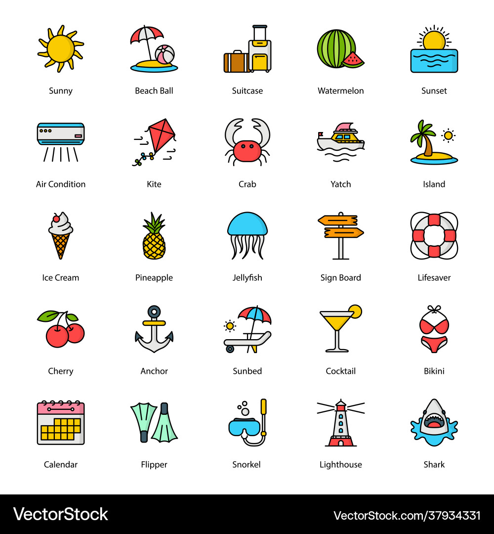 Summer icon set 1 Royalty Free Vector Image - VectorStock