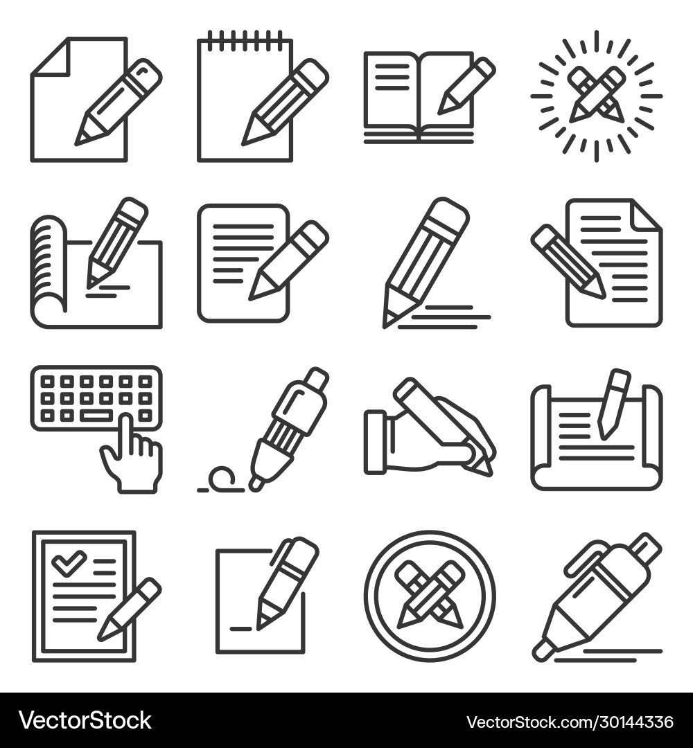 Edit icons set on white background line style Vector Image