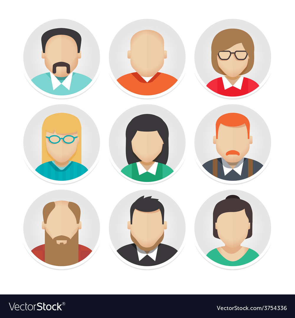 Flat Avatar Character Icons Set 2 Royalty Free Vector Image