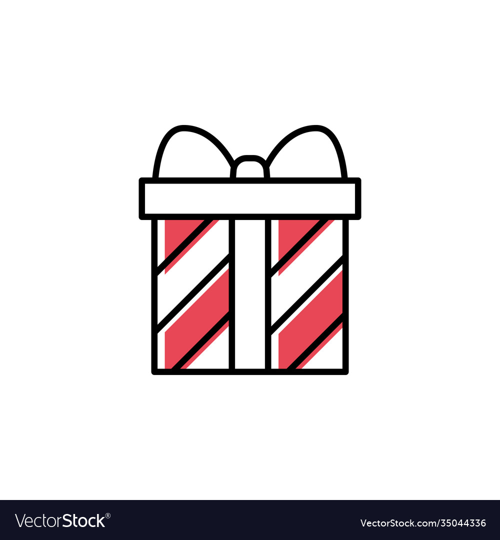 Gift box with red stripes icon in trendy Vector Image