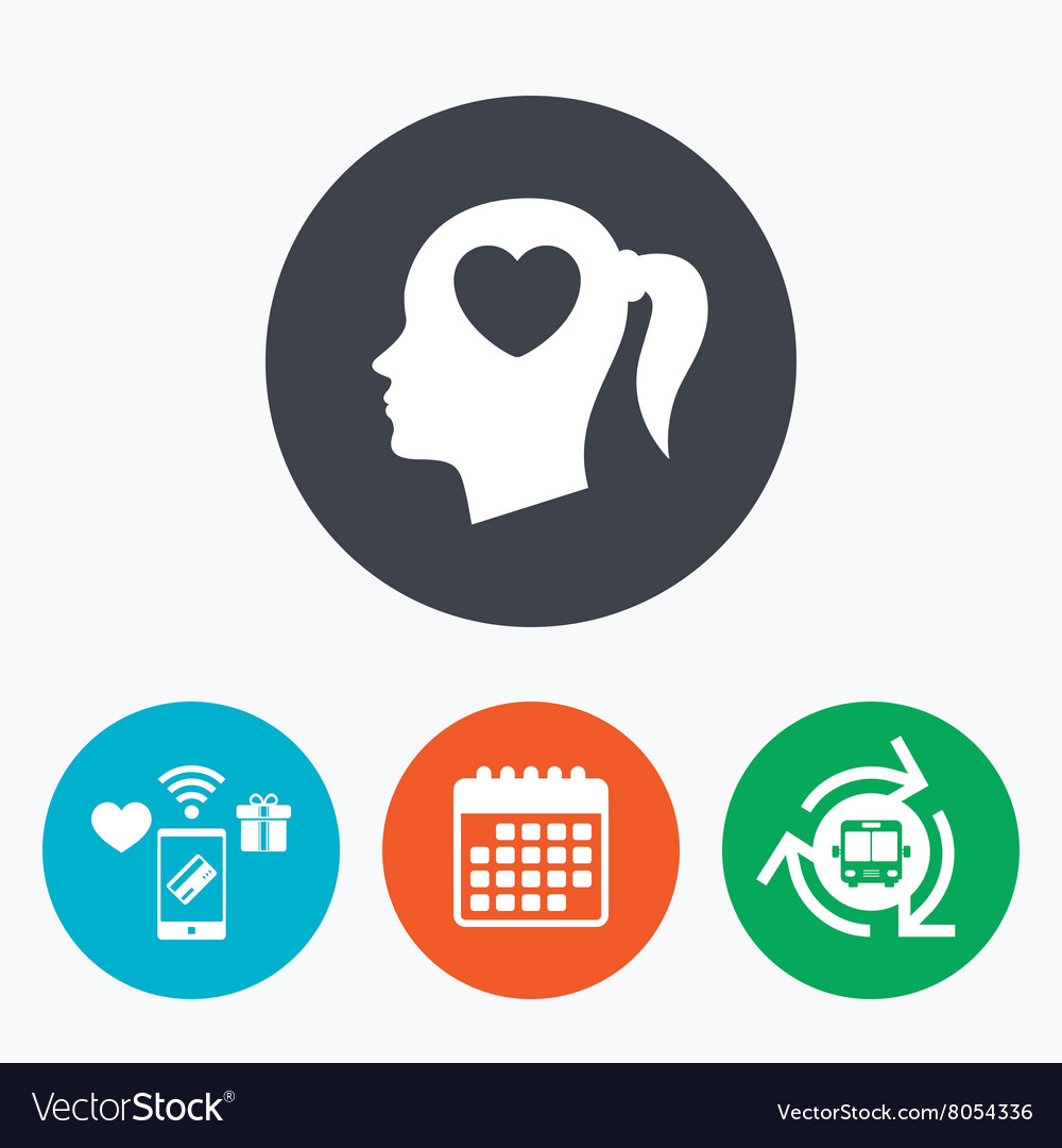 Head with heart sign icon female woman