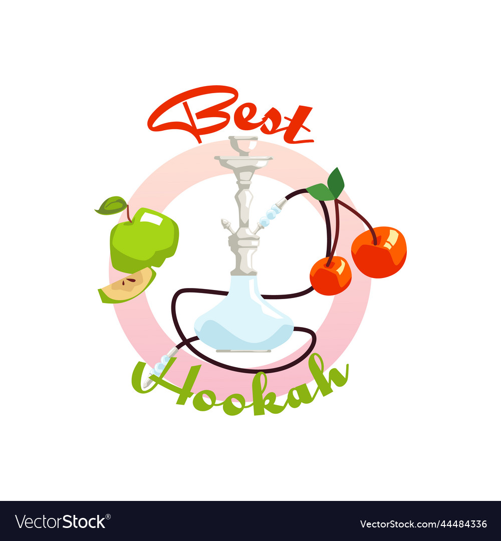 Hookah lounge advertising banner or emblem flat