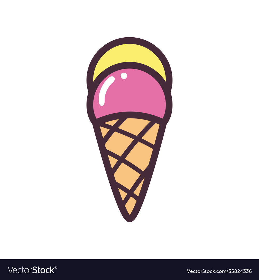 Ice cream two balls with cone design Royalty Free Vector