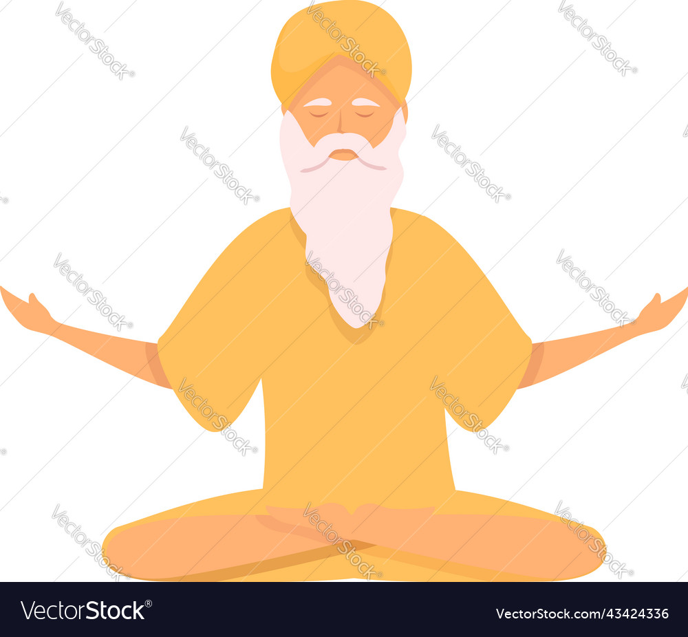 Indian person icon cartoon yoga man Royalty Free Vector