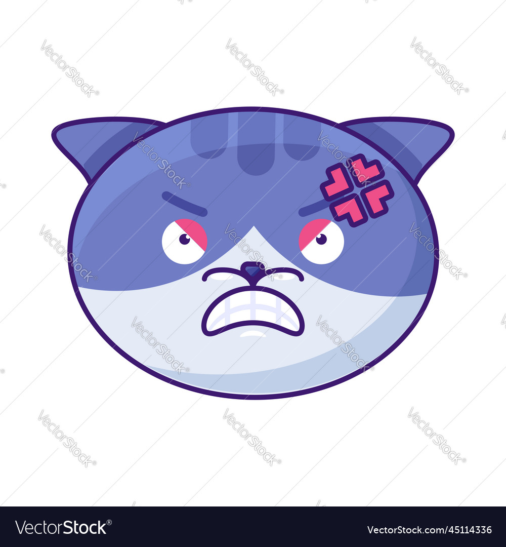 Isolated Cute Angry Cat Emoji Stock Vector - Illustration of angry, kitten:  225028193