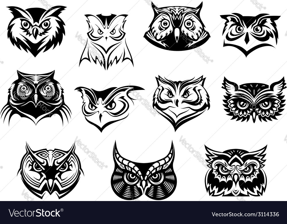 owl vector black and white