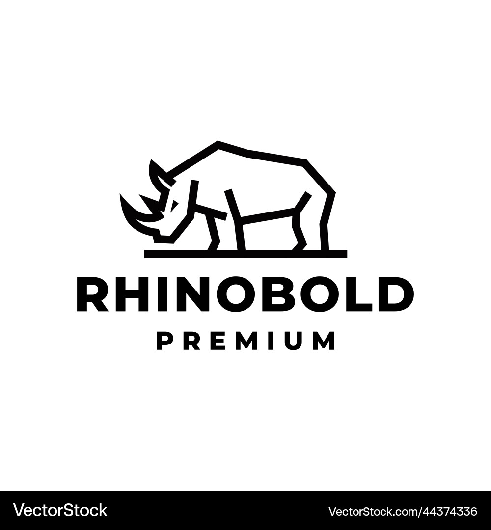 Line art bold rhino logo design Royalty Free Vector Image