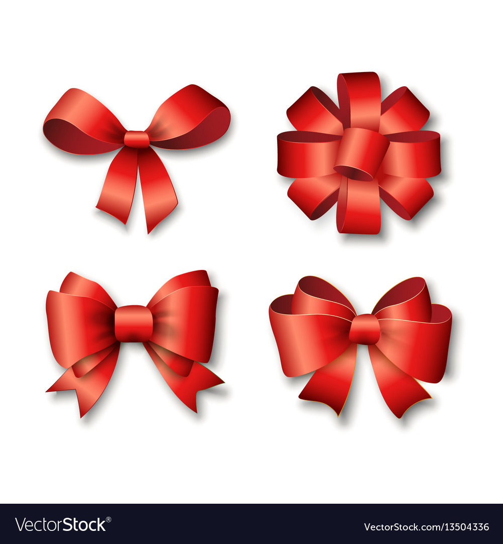 Red ribbons set for gifts Royalty Free Vector Image