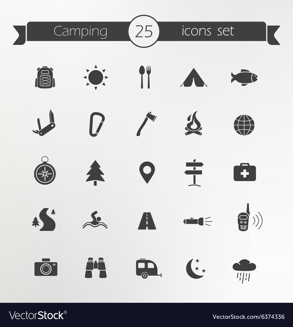 Tourism travel silhouettes icons set