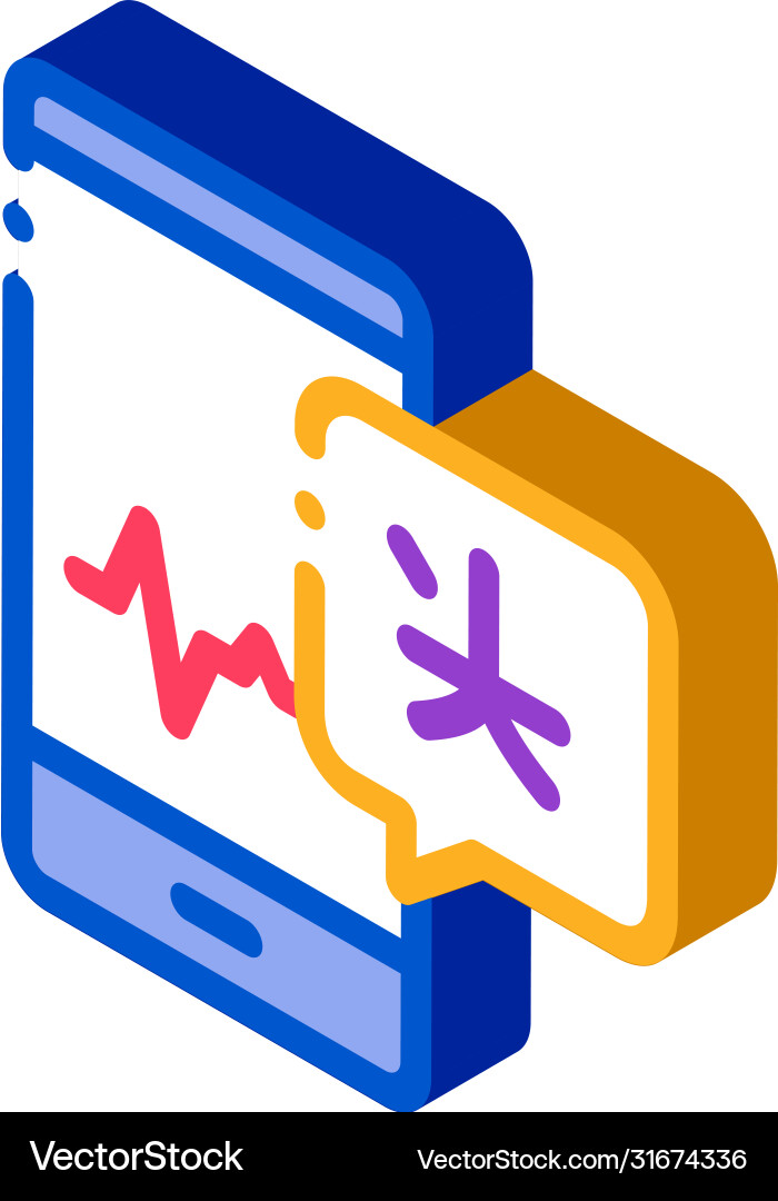 Voice wave on phone screen isometric icon Vector Image