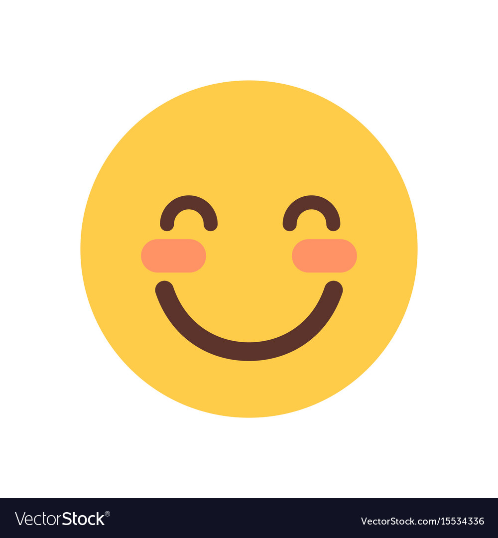 Yellow smiling cartoon face shy closed eyes emoji Vector Image