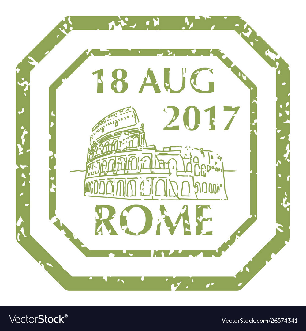 Coliseum in rome on grunge postal stamp