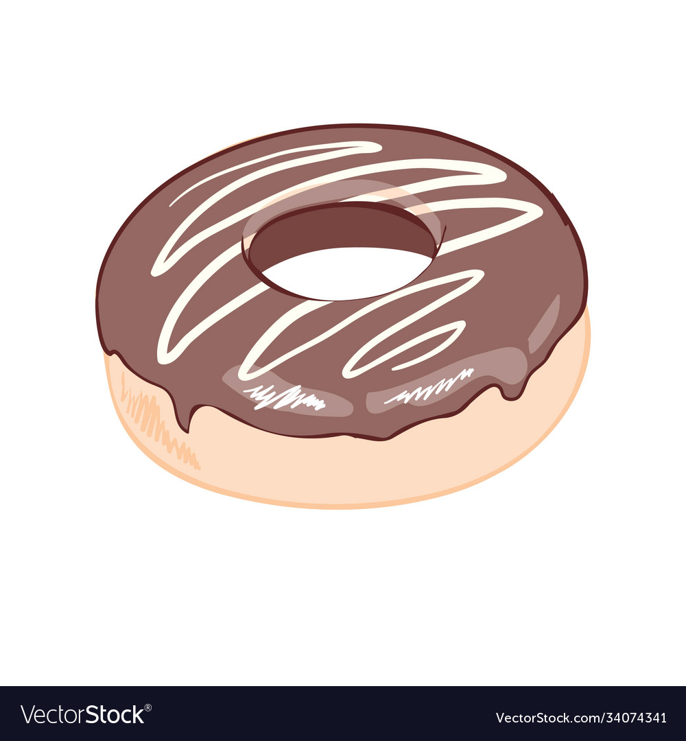 Colorful donut on white background flat