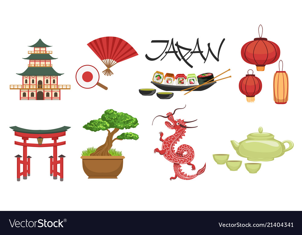 japanese-culture-symbols-set-royalty-free-vector-image