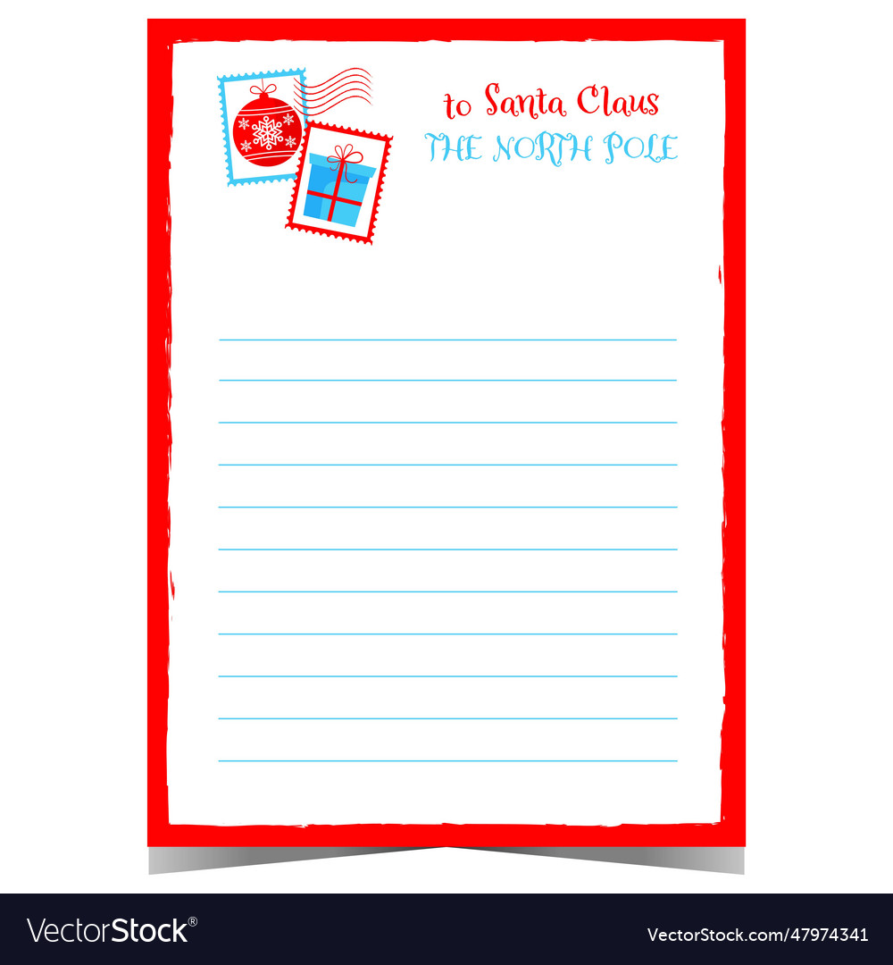 Letter to santa claus template Royalty Free Vector Image