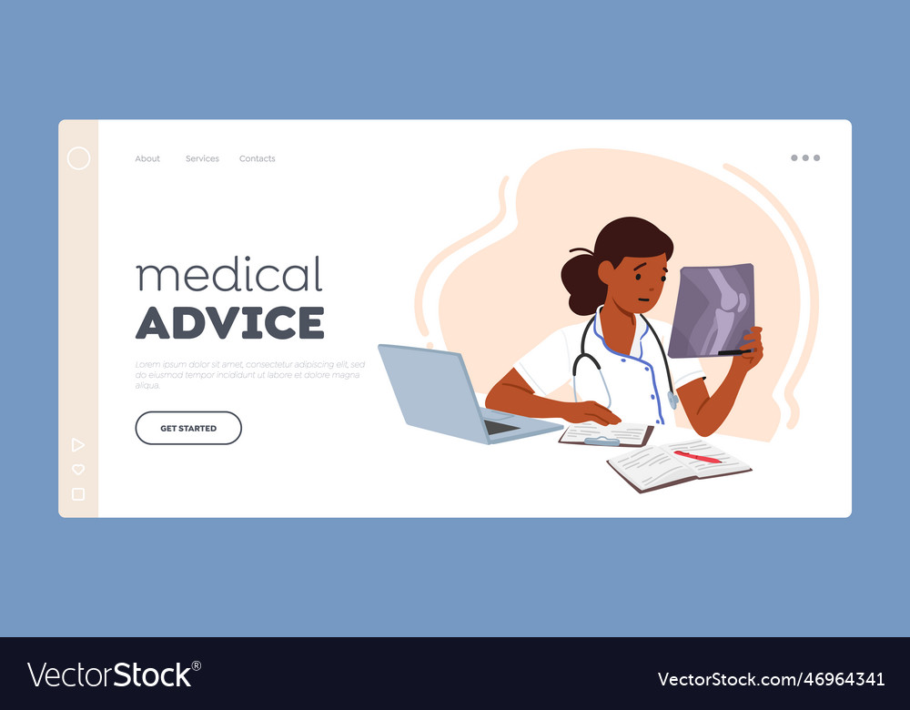 Medical advice landing page template young female