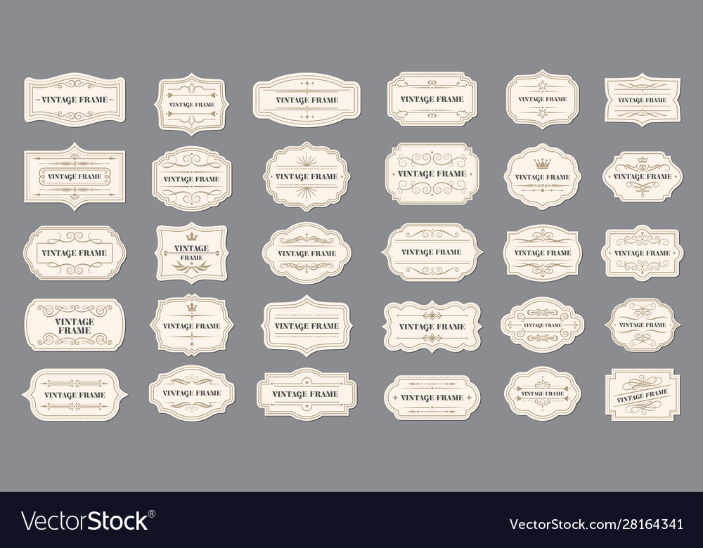 Ornamental label frames old ornate labels Vector Image