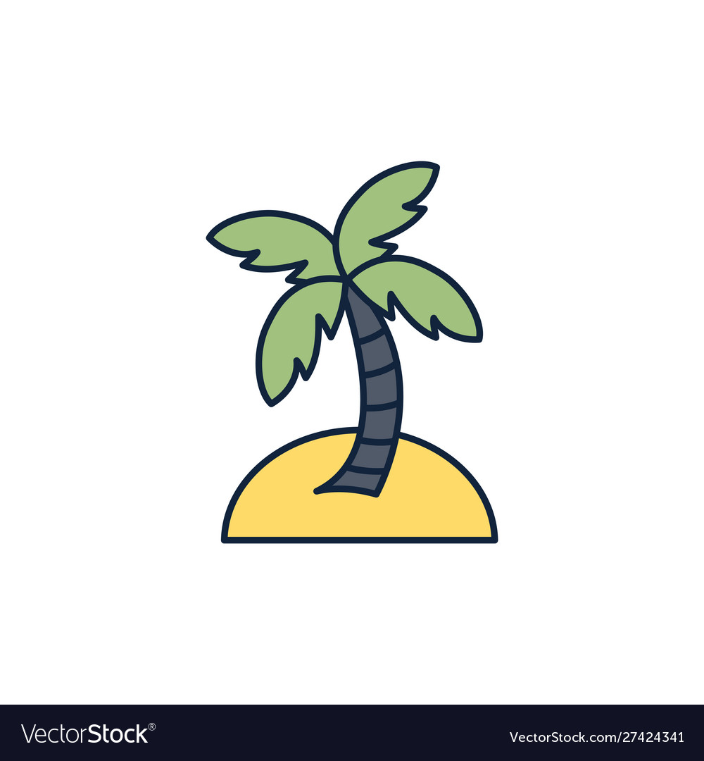 Palm tree tropical summer icon line and fill