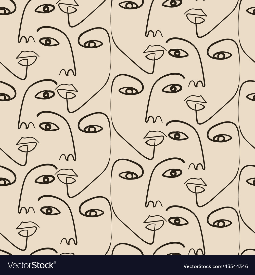Continuous line face drawing Royalty Free Vector Image