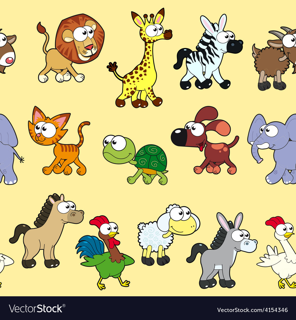 Group of animals with background Royalty Free Vector Image