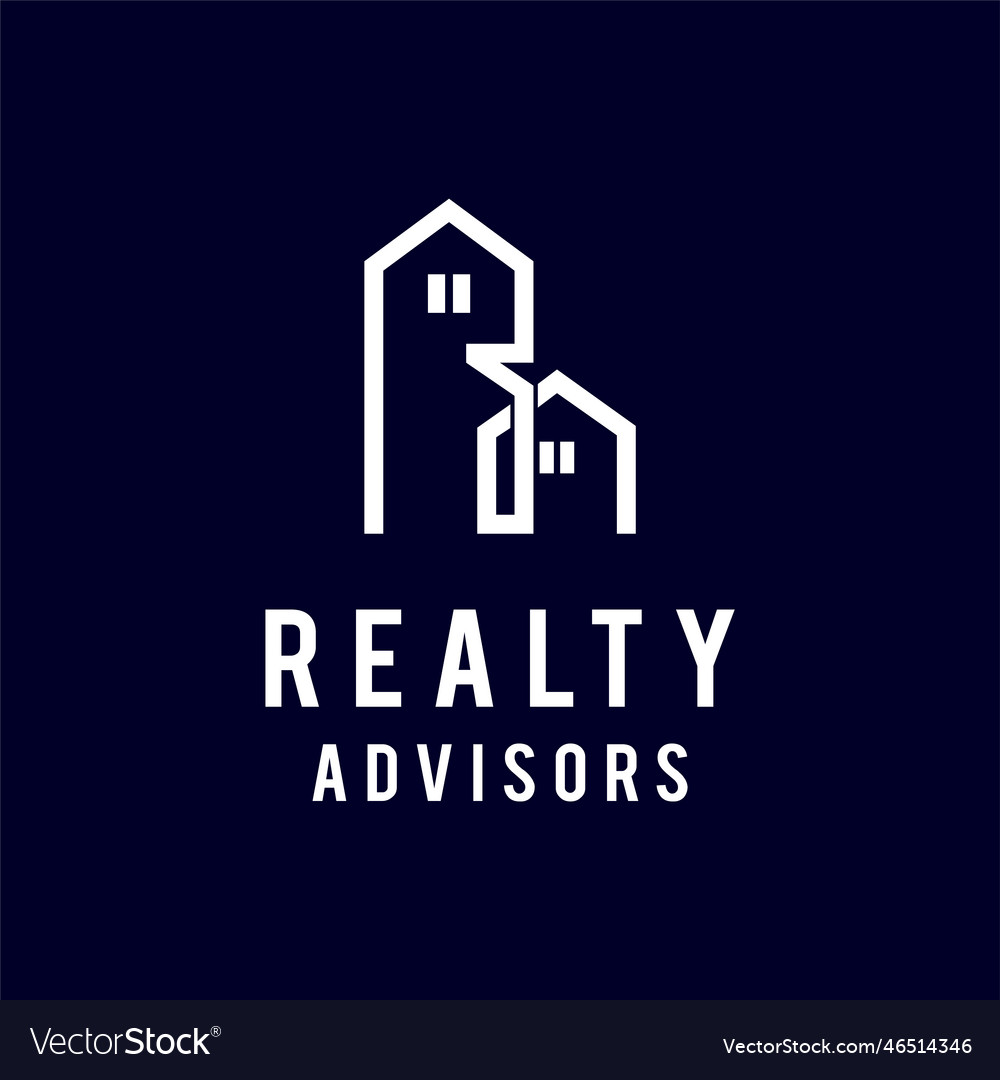 Realty advisors logo with line art concept Vector Image