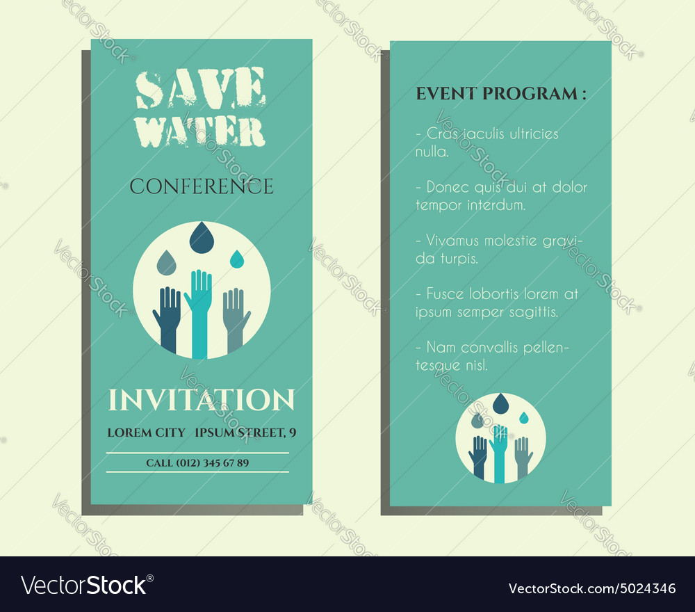 save water conference flyer invitation template vector image
