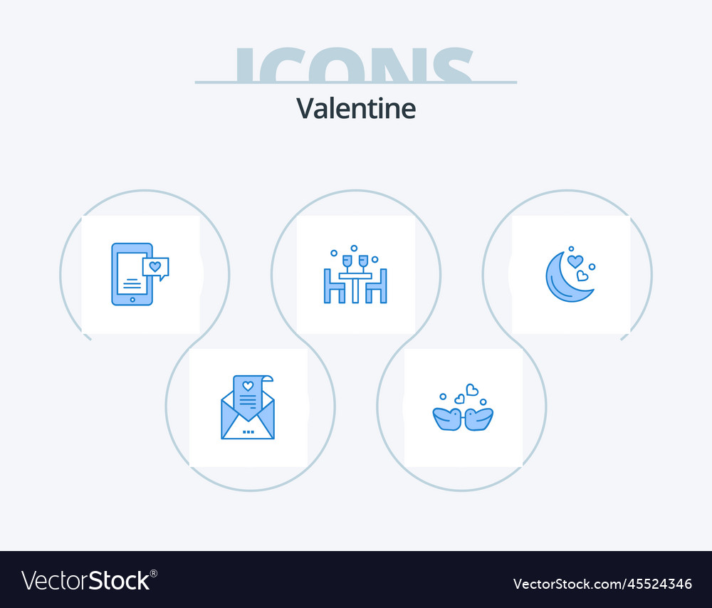 Valentine blue icon pack 5 design moon love