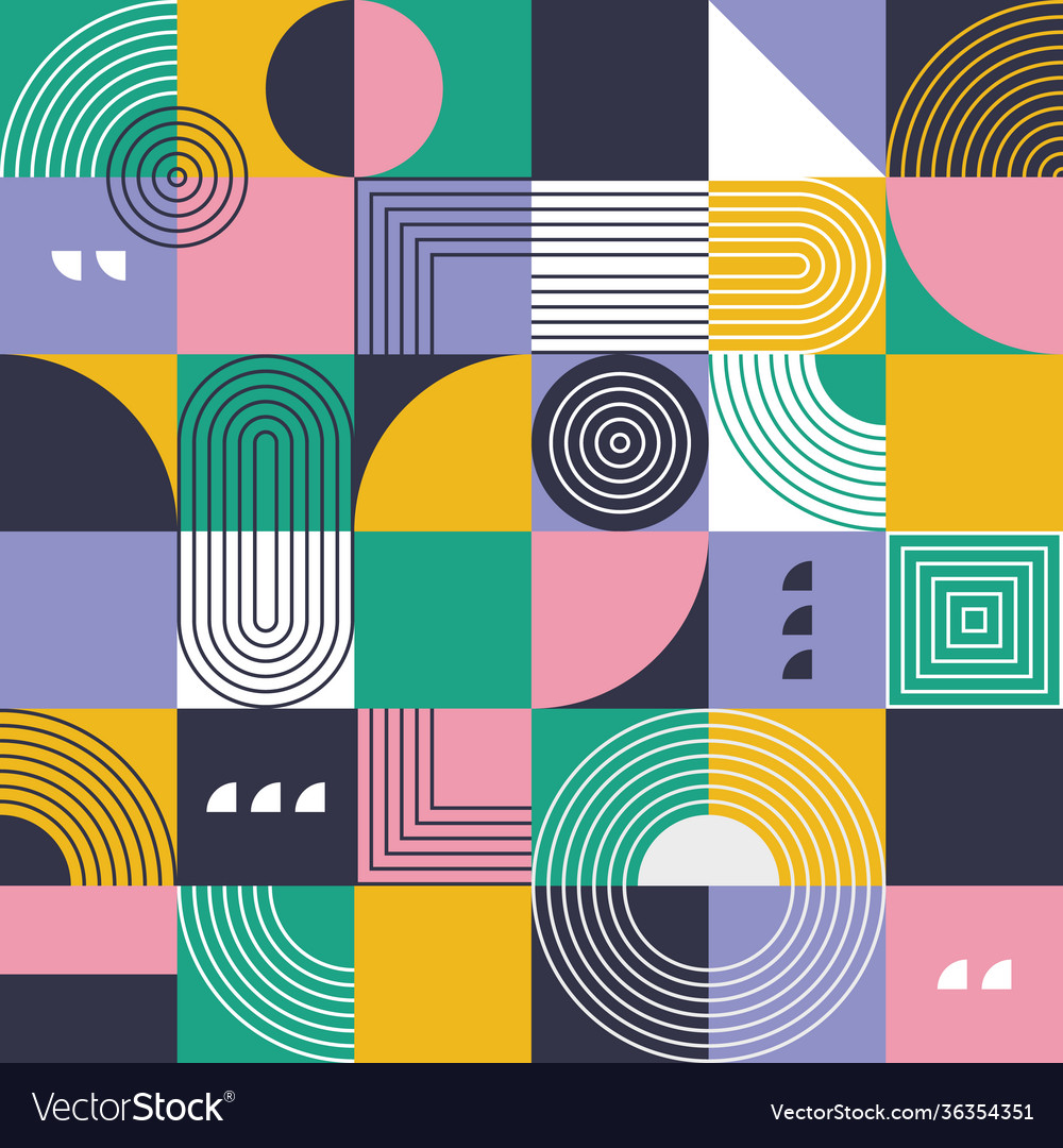 Abstract seamless pattern grid with shapes vector image Abstract seamless pattern grid with shapes