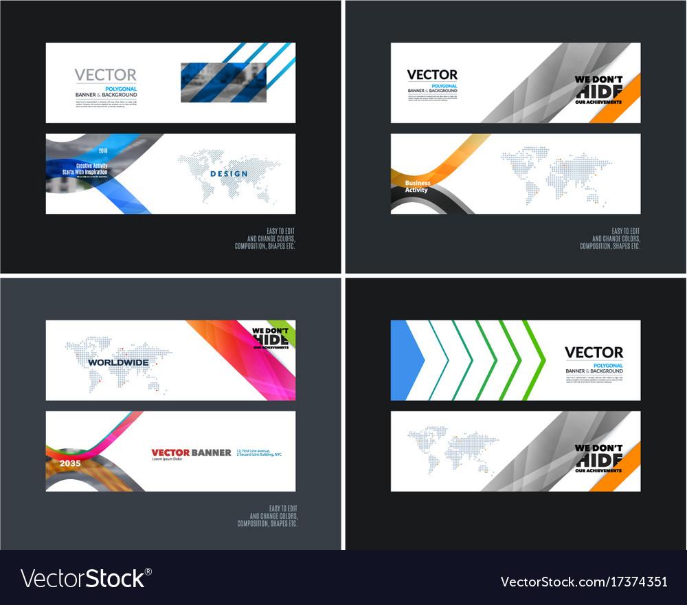 Abstract set of modern horizontal website