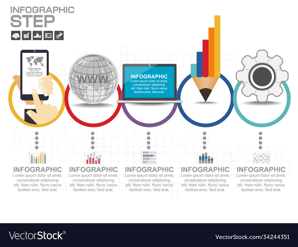 Business data process chart diagram with steps Vector Image