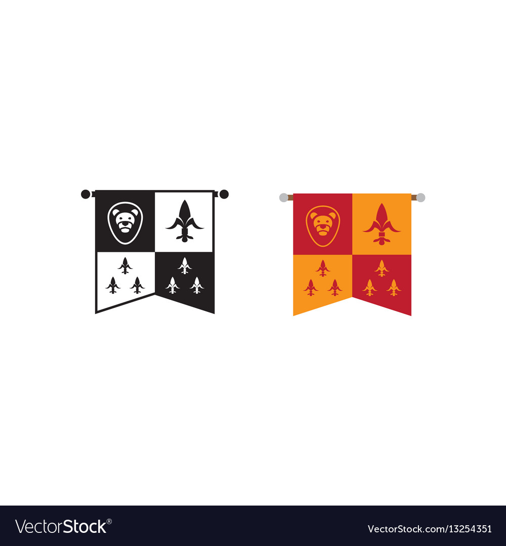 Medieval Kingdom Emblem Flag Icons Royalty Free Vector Image