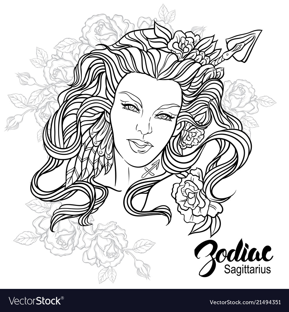 Zodiac of sagittarius as girl with Royalty Free Vector Image