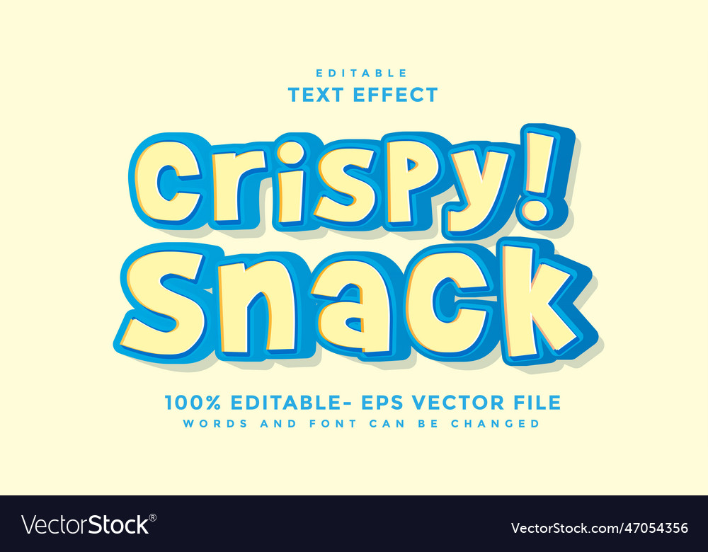 3d minimal word crispy snack editable text effect Vector Image