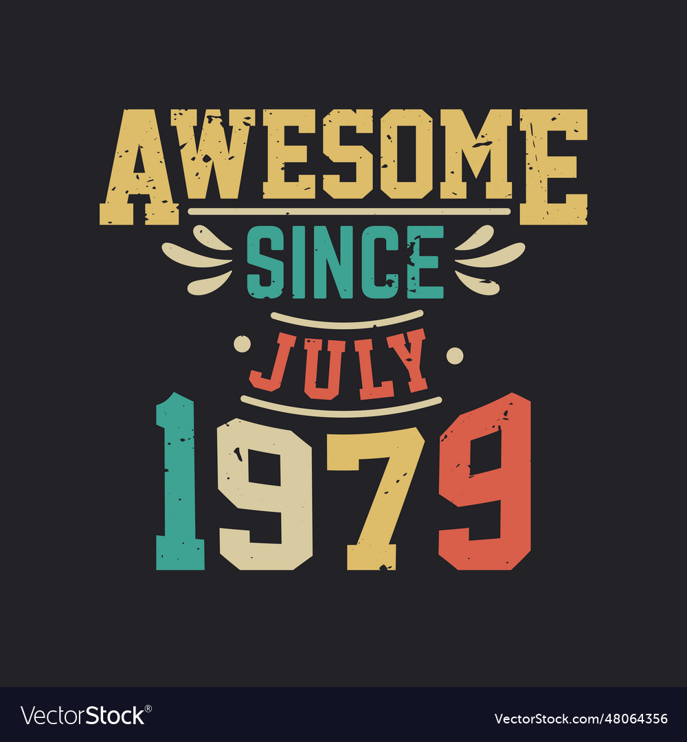 Awesome since july 1979 born in retro Royalty Free Vector