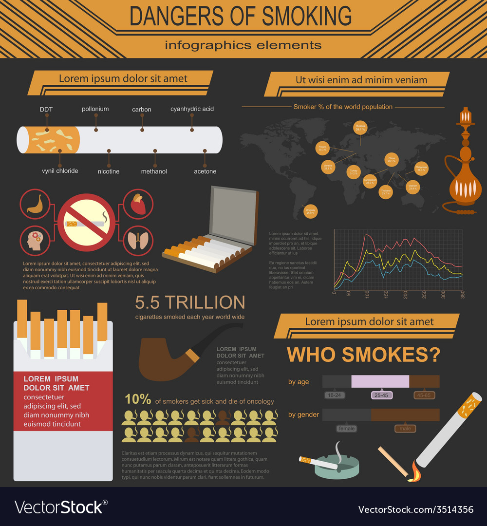 Dangers of smoking infographics elements Vector Image