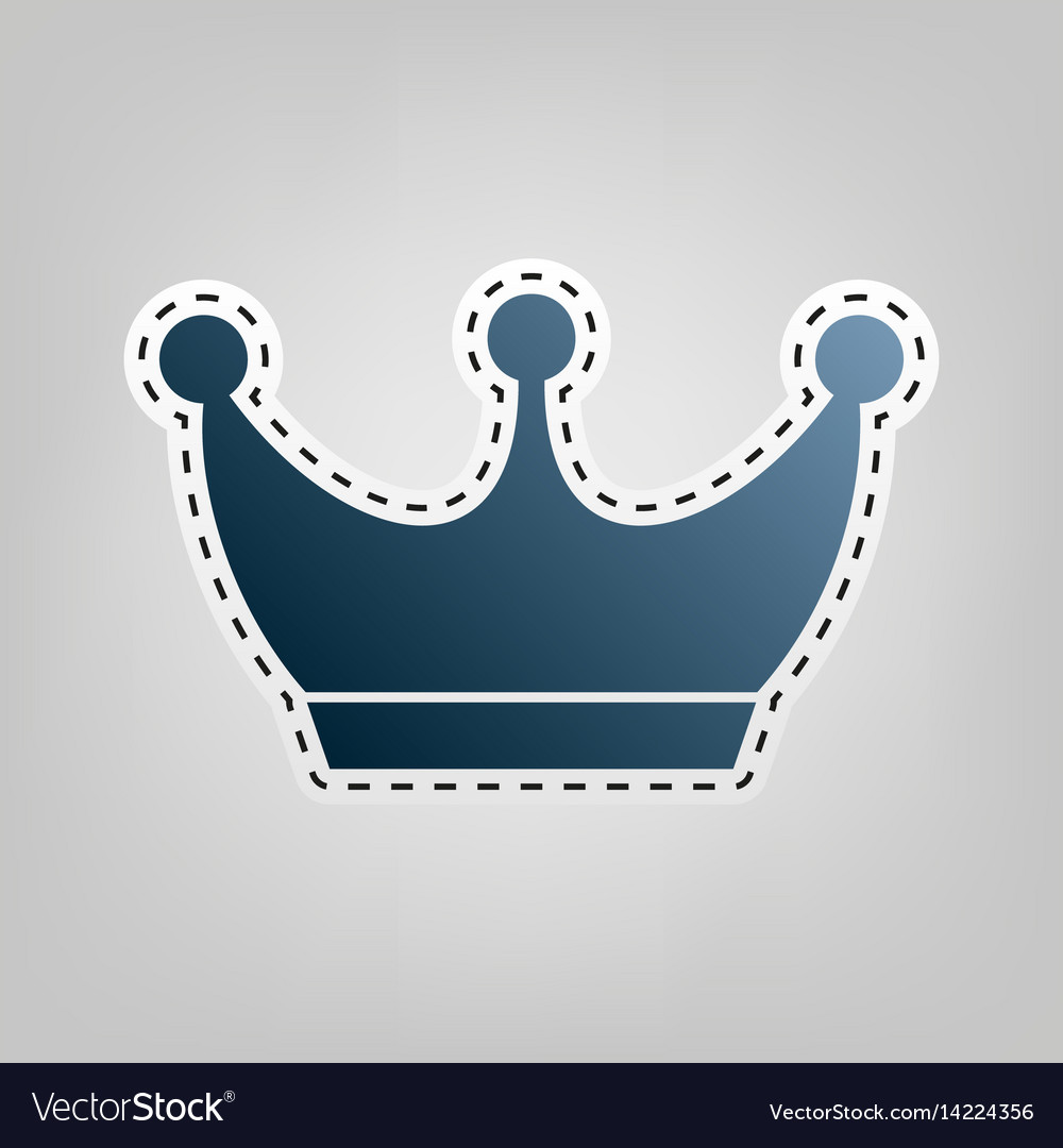 King crown sign blue icon with outline