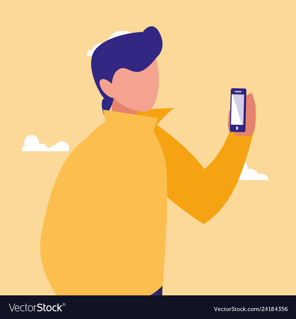 Young man using smartphone