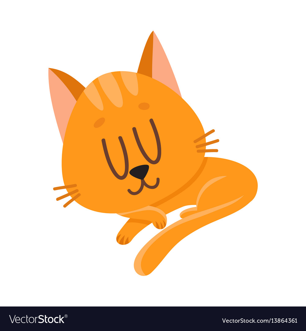 Cute and funny red cat character sleeping Vector Image