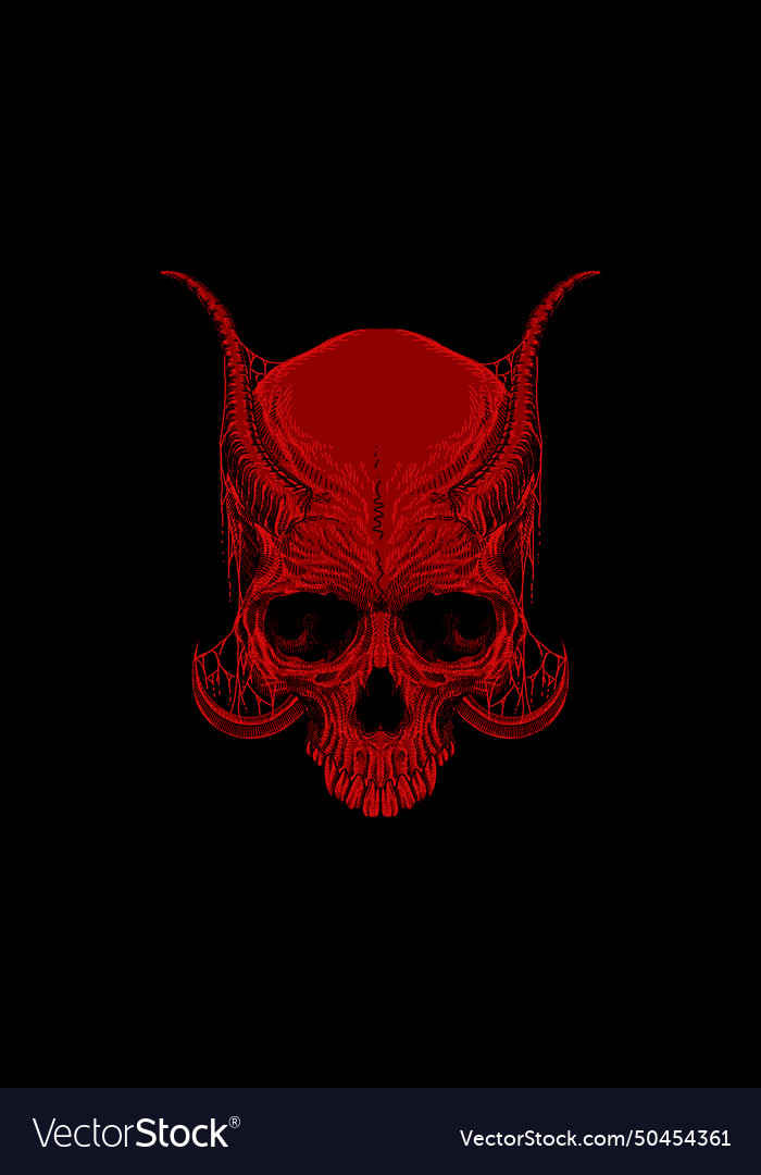 Red skull with horn Royalty Free Vector Image - VectorStock