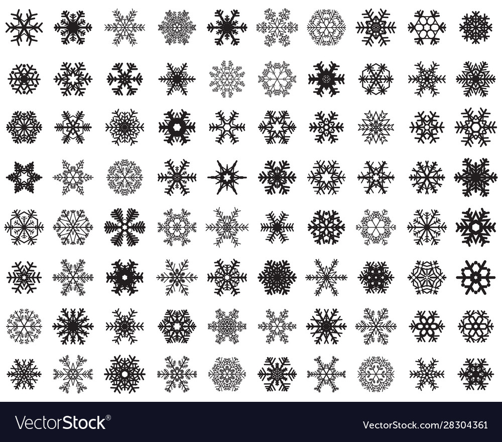 Set different black snowflakes on a white backg vector image Set different black snowflakes on a white backg