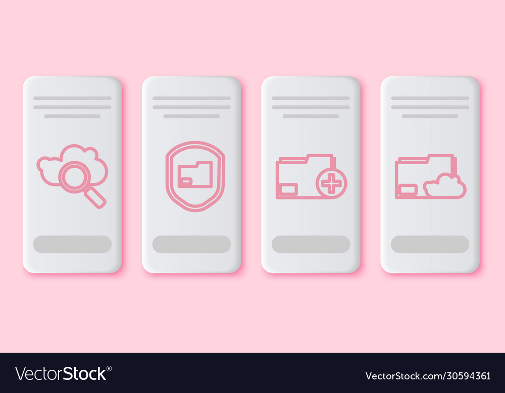 Set line search cloud computing document folder vector image Set line search cloud computing document folder