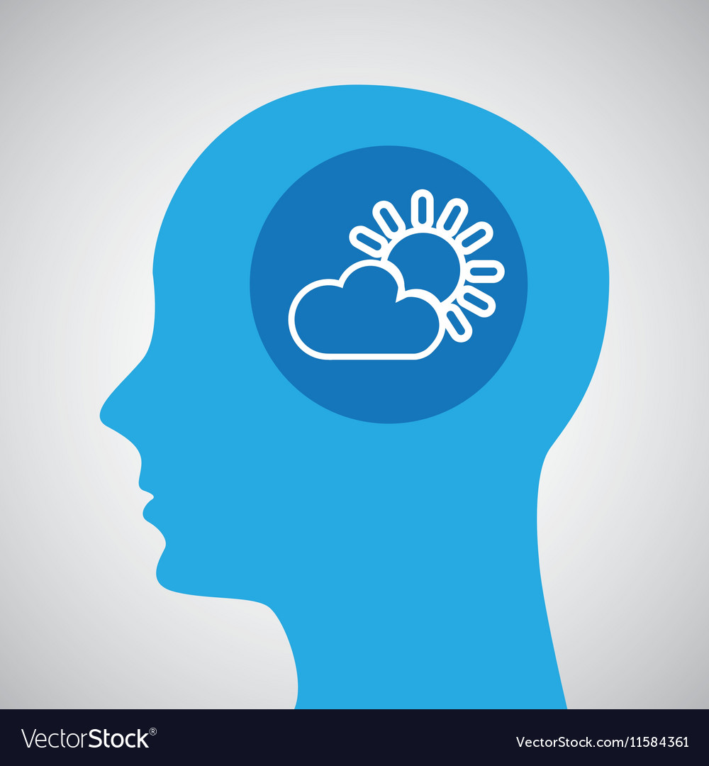 Symbol weather icon silhouette head and cloud sun