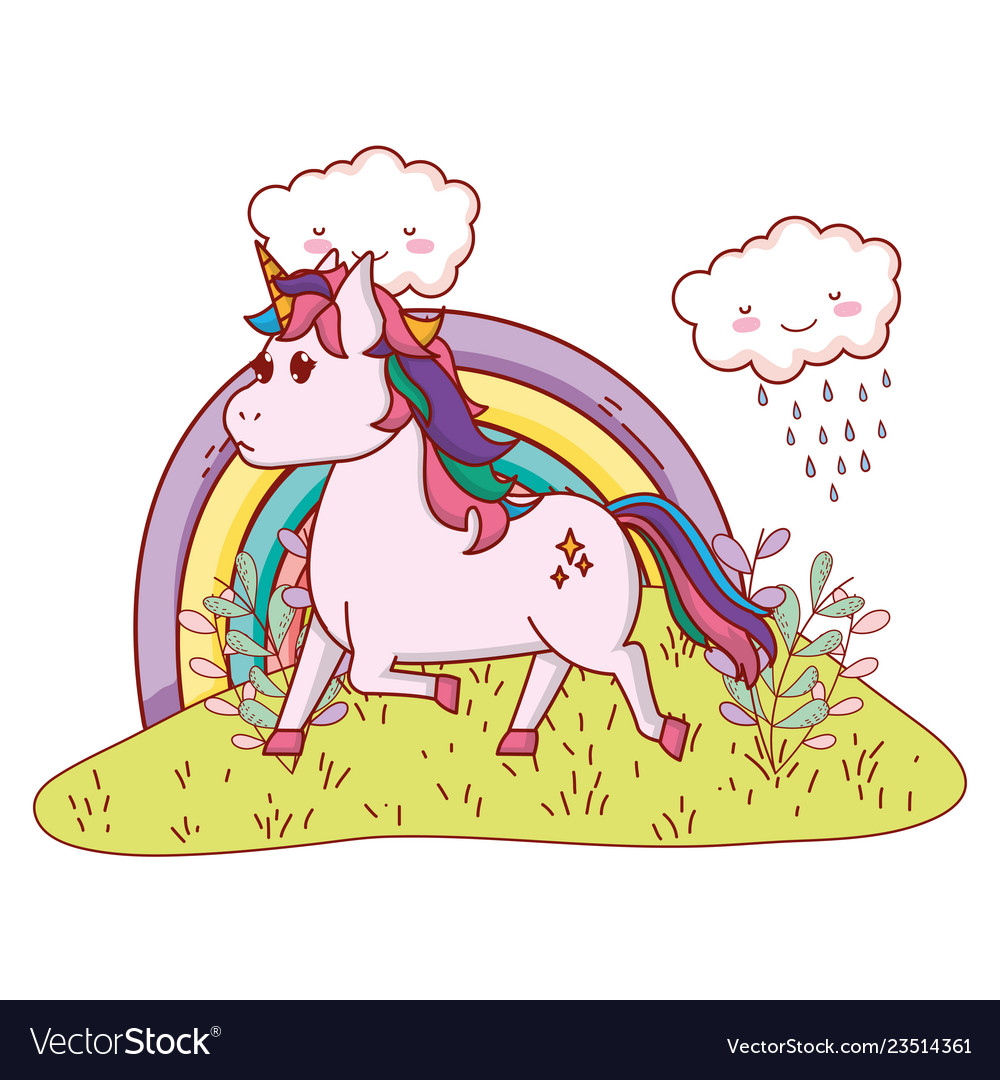 Unicorn with rainbow Royalty Free Vector Image