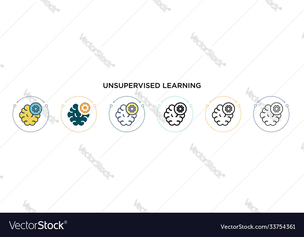 Unsupervised learning icon in filled thin line Vector Image