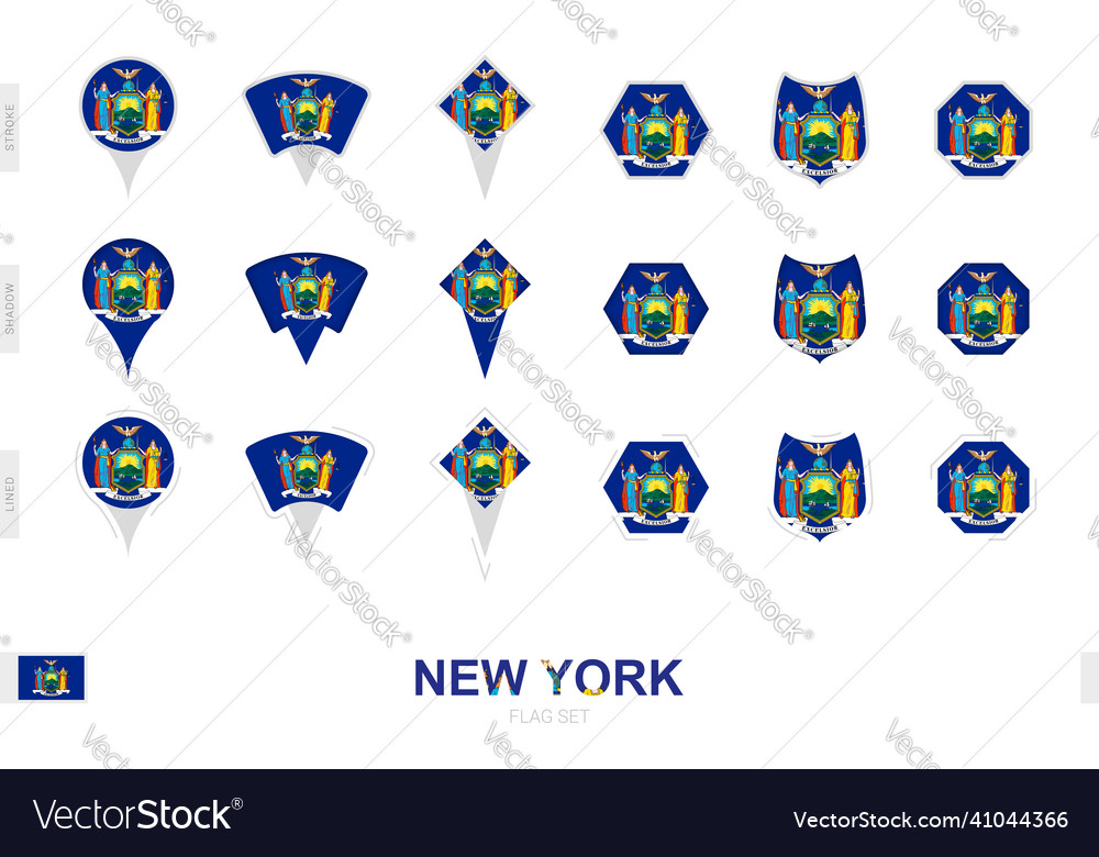 Collection of the new york flag in different