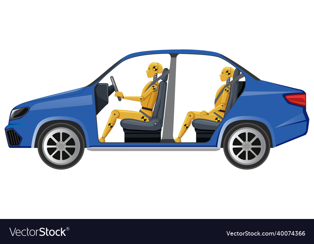 Crash test dummy in a car Royalty Free Vector Image
