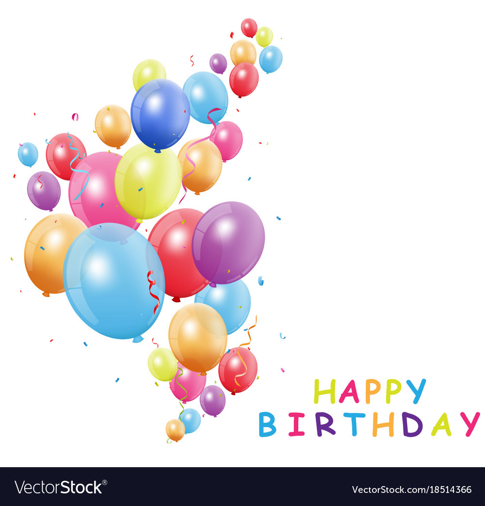 Happy birthday card with colorful balloon Vector Image