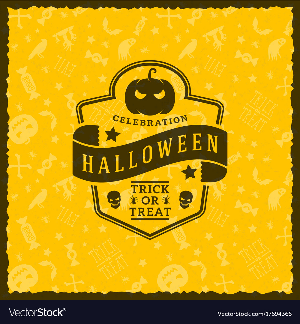 Happy halloween badge sticker label with seamless