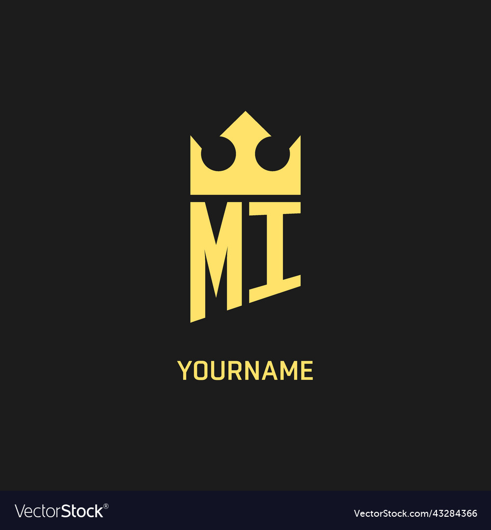 Monogram mi logo shield crown shape elegant Vector Image