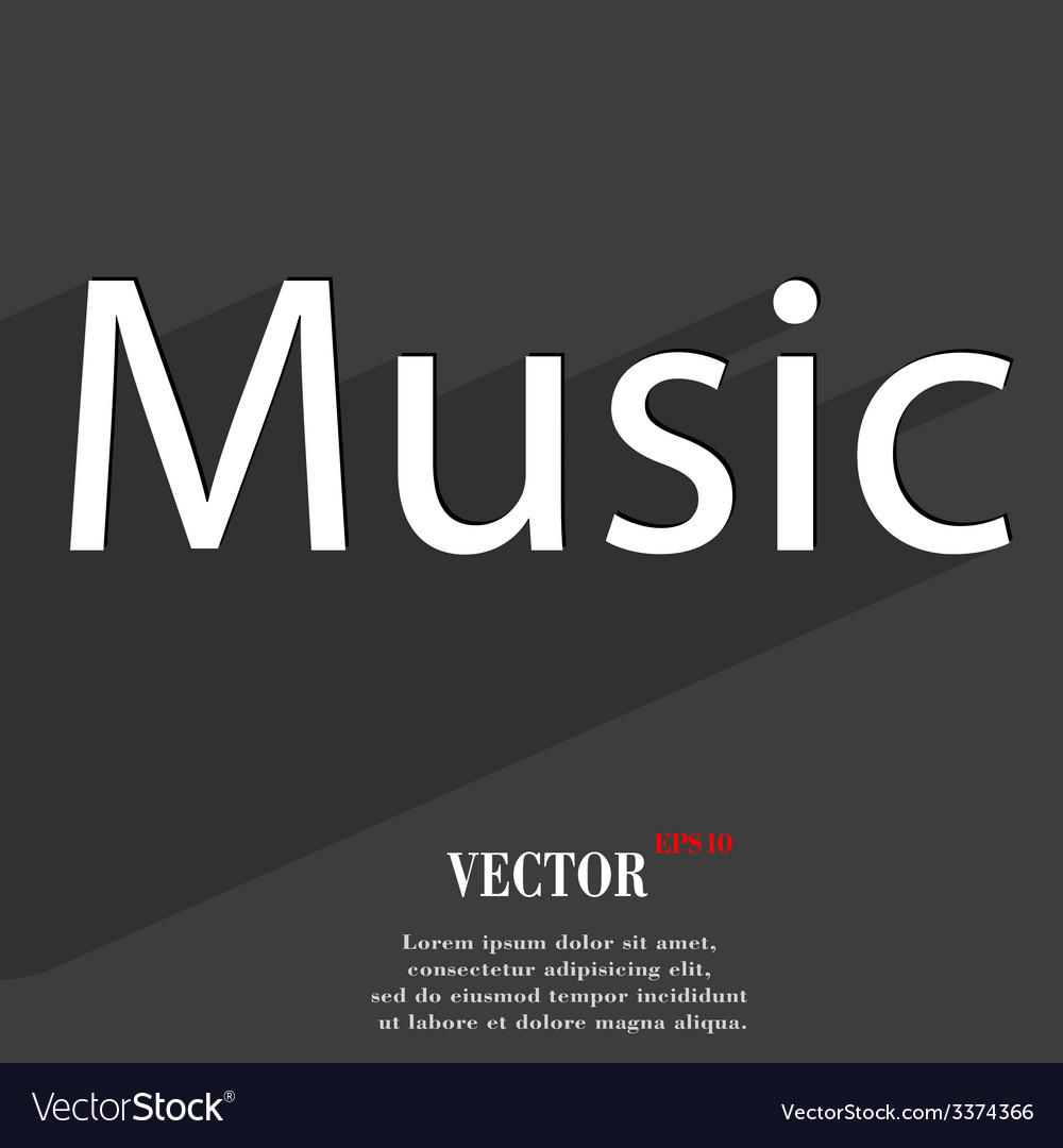 Music icon symbol flat modern web design with long